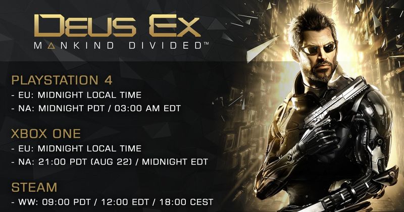 Точное время запуска Deus Ex: Mankind Divided для PC - Изображение 1 Точное время запуска Deus Ex: Mankind Divided для PC - Изображение 1